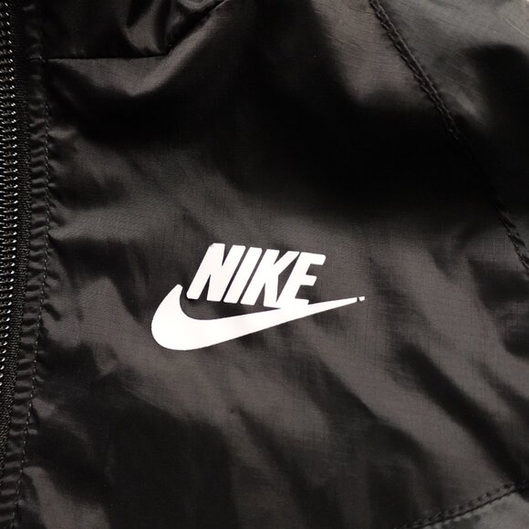 Nike Hooded Windbreaker Jacket Kids 4T Black Fleece-Lined - Picture 2 of 8